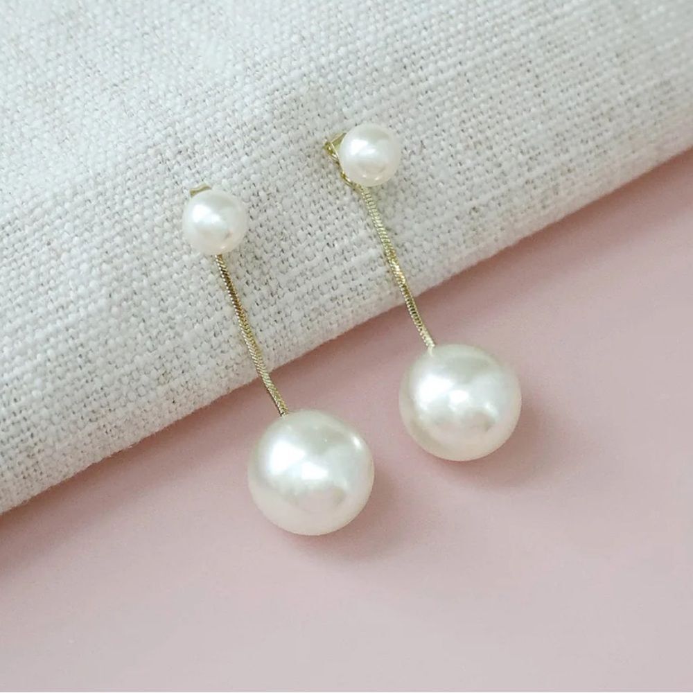 Double pearl drop earrings N211